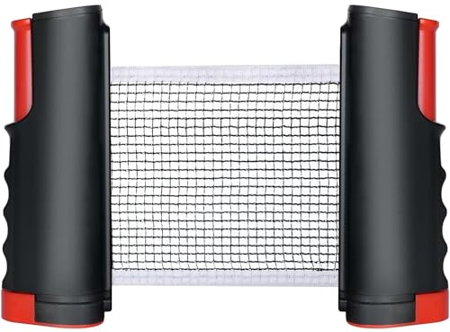 BURAKH Retractable Ping Pong Net - Portable Table Tennis Net Replacement Set for Indoor Table Games Adjustable Clip-On Net for Ping Pong Table, Office Desk, Home Kitchen or Dining Table (Black)