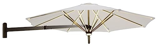 Garden Umbrella Outdoor Patio Umbrella With Led Wall Mounted Solar Parasol Aluminum Alloy Cantilever Patio Umbrella Stretchable Sun Shelter