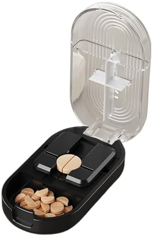 Cortador de Pastillas Divisor Divisor de Comprimidos Pequeño | De Almacenamiento Portátil Para Medicamentos En Viajes
