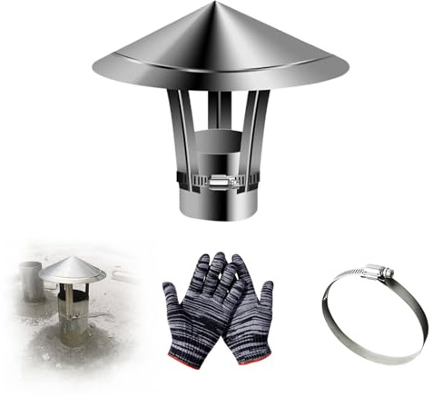 YJSGHRHL Roof Rain Chimney Cap, Round Chimney Cover, Vent Stove Pipe Guard, Wood Stove Fireplace Exhaust cowl, Fireplace Flue Lid for Chimney Caps, With Gloves(8cm)