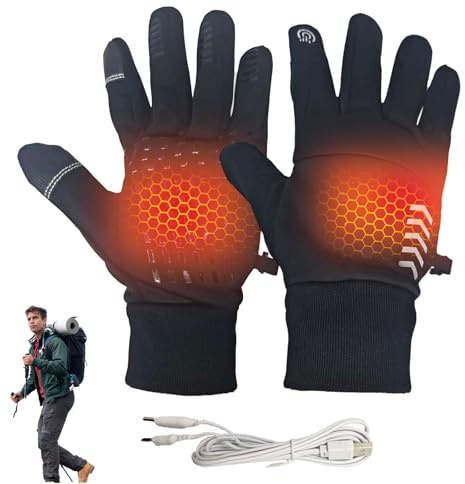 Electric Heated Gloves, USB Heating Gloves Screen Touchable Waterproof Thermal Heating Gloves Constant Temperature Heated Gloves Women Men for Winter Motorcycle Cycling Riding Hunting Fishing Office