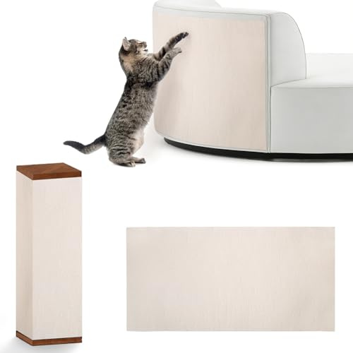 Selbstklebende Kratzschutzmatte für Sofa & Wand, 40x300 cm kratzschutz Sofa Katze - Trimmbarer Schutz gegen Katzenkratzer Couch Schutz von DIY Krallen Katzenteppich, Beige