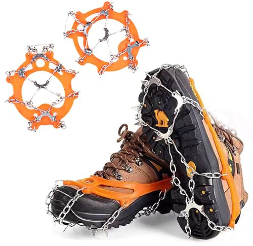 Cerioll Schuhspikes, Schuhkrallen mit 10 Edelstahl Zähne Spikes, Schuhspikes Für Schnee, Steigeisen Für Schuhe, Schuh Spikes Anti Rutsch, Schwarz, Modern, Outdoor, Winter