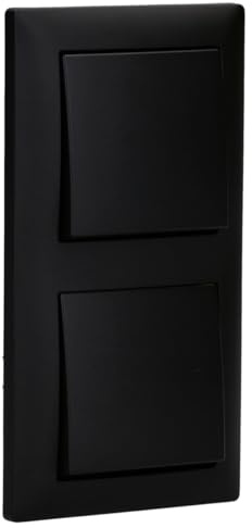 Busch-Jaeger balance SI Wechselschalter-Set 2-fach Schwarz matt | 2000/6 US Wechselschalter, 2506-915 Wippe und 1722-915 Abdeckrahmen 2-fach, Schwarz matt