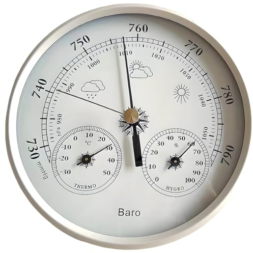 boxoon Multi-Function Barometer Weather Station, Five Inch Barometer Thermometer Hygrometer for Inside Or Outside, Pressure Gauge with Readable Dial
