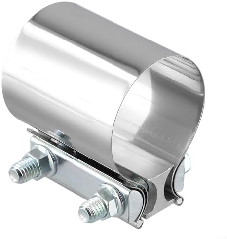 Filteilect Adjustable Stainless Steel Exhaust Muffler Connector Sleeve Clamp for DIY Car Performance, Compatible with 2 to 4 Inch Pipes, Silver(2.5 inch)