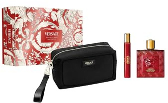 Versace Eros Flame Eau de Parfum Set regalo 2025-100 ml EDP, spray da viaggio 10 ml e astuccio da toilette