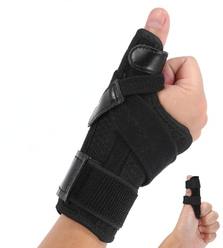 Alcpash Thumb Brace Right Hand or Left Hand for Arthritis Pain and Support 2 Pcs, Adjustable Trigger Thumb Splint Support for De Quervains Tenosynovitis CMC Sprains (Black M)