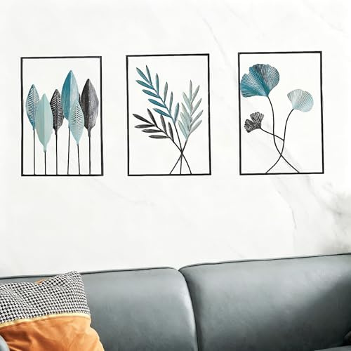 SUNAIAD Wanddeko Metall Wanddekoration für Wohnzimmer Esszimmer Schlafzimmer Küche Flur, Büro Hotel 3 Stück Metallbilder Wanddeko