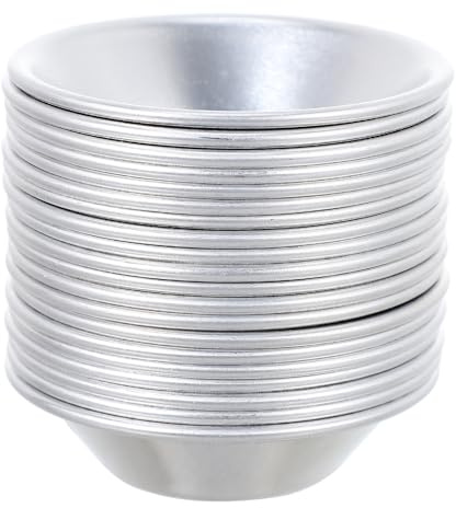 Sewroro 20 Moldes para Tartaletas de Huevo de Aluminio Moldes para Hornear Pasteles y Pudines Tamaño Pequeño Set de 20 Piezas Ideales para Repostería Casera y Postres Variados