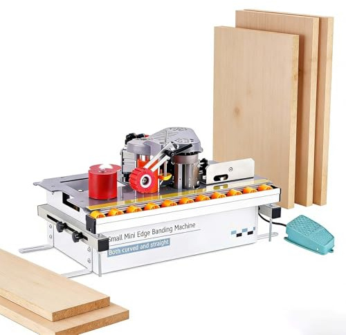 SIEEOUR Canteadora Para Madera, Máquina Compacta Para Cantos Rectos Y Curvos Con Encolado Doble, Velocidad Ajustable 0–6 M/Min, Control De Temperatura 150–180°C, Para Tableros,Diy