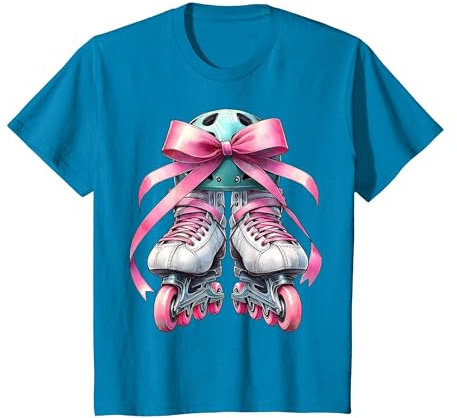 Coquette Bow Pattinaggio Inline Pattinaggio Rollerblade Ragazza Maglietta, Bambini, Zaffiro, 12 Anni