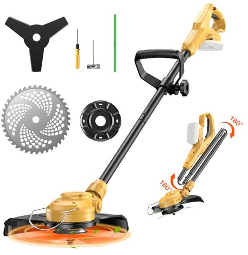 Désherbeur sans fil pour batterie Dewalt 20 V, moteur sans balais 600 W, coupe-herbe électrique 5800 tr/min avec double design de sécurité, pour couper la cour et les buissons (sans batterie)
