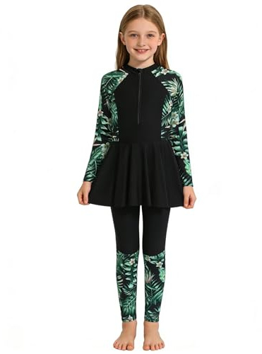 2026 Traje de baño de 2 Piezas para niña musulmán Burkini Modest Vestido de baño de Manga Larga y pantalón Conjunto Rashguard Anti UV