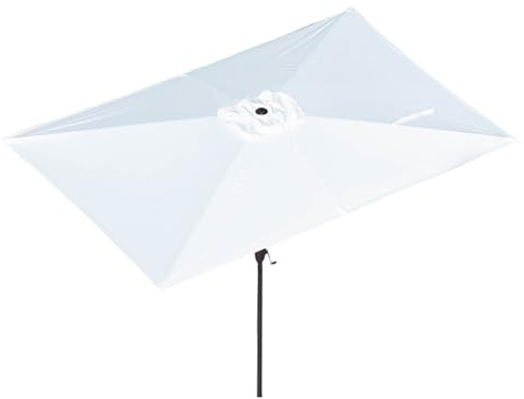 Sombrilla Playa Grande 2x3m para Exterior, Sombrillas Terraza Grandes de Jardin con Sistema de Elevación con Manivela para Piscina y Patio(White)