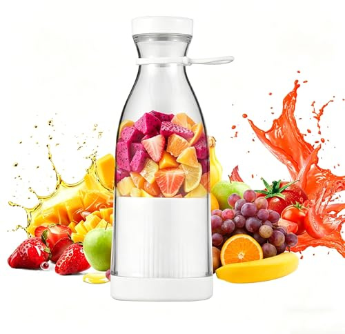 Licuadora portátil, batidora portátil, licuadora de frutas sin cables, mini exprimidor eléctrico de 420ml, mini licuadora para batidos, limpieza automática, licuadora para smoothies, jugos y batidos