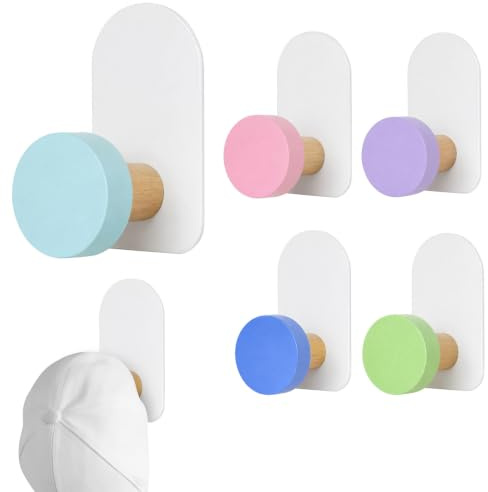 ACnuov Self Adhesive Wall Hooks, 5Pcs Sticky Hooks for Hanging Clothes