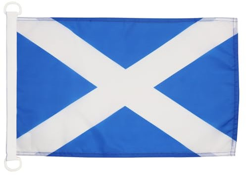 AZ FLAG - Drapeau Ecosse - 45x30 cm - Pavillon Nautique Écossais Spécial Bateau Et Extérieur En Maille Bloquée Avec Anneaux Plastiques Intégrés - 30g