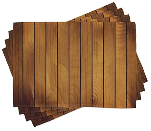 ABAKUHAUS Braun Platzmatten, Hölzerne Planke Aged Holz, Waschbare Stoff Esszimmer Küche Tischdekorations Digitaldruck, Dunkelbraun
