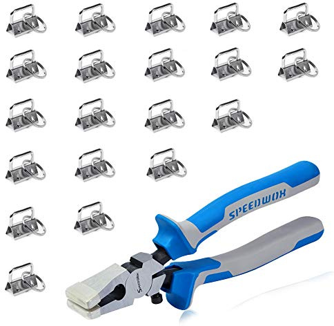 SPEEDWOX Set di 20 pezzi in argento per portachiavi da 2,5 cm, pinza per portachiavi, pinze per rottura vetro con punte in gomma e vite regolabile