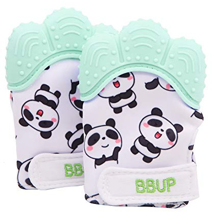 2 Pack Food Grade Silicone Teether Glove, Teething Mitten for Babies, Baby Teether, Ideal Baby Shower Xmas Gift(Green)