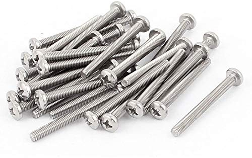 50 Stück M4 x 40 mm, 304 Edelstahl, Kreuzschlitz, Maschinenschrauben, Verwendung für Schrank, Schublade, Ziehgriff, metrisches Feingewinde.