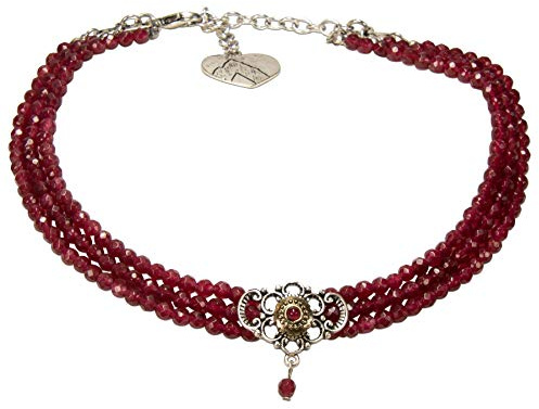 Alpenflüstern Trachten-Perlen-Kropfkette Hedwig - nostalgische Trachtenkette Damen-Trachtenschmuck Dirndlkette rot DHK190