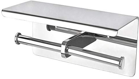 Toilettenpapierhalter, doppelter Seidenpapierspender aus Edelstahl 304 mit Handyfach, Wand montiert
