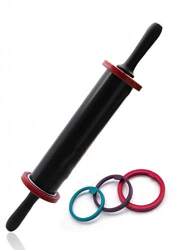 Mattarello regolabile mattarello in acciaio inox con 3 anelli di spessore regolabile rimovibili per cuocere pizza, fondente, crosta di torta, pasta e biscotti,