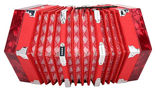 Ziehharmonika-Akkordeon, mit einer Tasche, verstellbarer Handschlaufe, tragbar, für Instrumentenzubehör (rot)