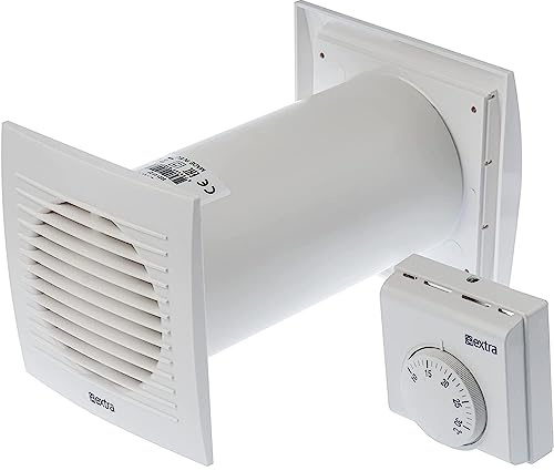 LIRAST Ø 100mm Wärmeverteiler mit Thermostat - Weiß Lüfter - Ventilator Wärmetauscher