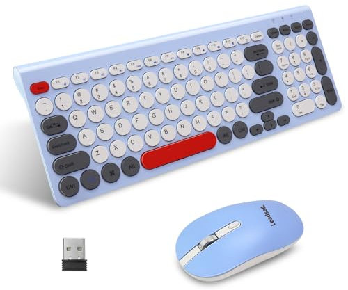 LeadsaiL Ensemble clavier et souris sans fil, clavier d'ordinateur ergonomique USB et souris sans fil silencieuse, clavier QWERTY britannique compact pour ordinateur portable Windows, ordinateur de
