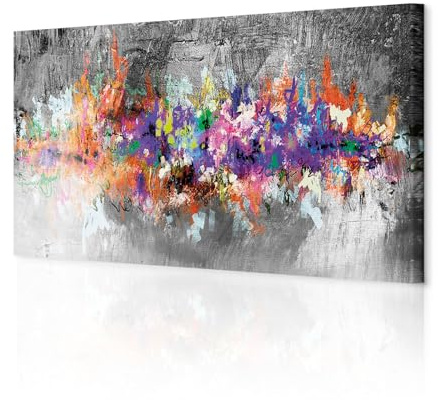 decomonkey Wandbilder Abstrakt 135x45 cm 1 Teilig Leinwandbilder Kunstdruck | Strukturleinwand, Holzkeilrahmen, Bild auf Leinwand, Wanddeko, Wohnzimmer, Wanddekoration, Modern, Kunst, Art, Blumen, grau