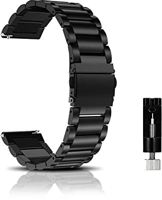 CeiBand Edelstahl Metall Armband für 18MM 20MM 22MM Schnellverschluss Verstellbare Watch Metall Uhrenarmbänder Unisex Ersatzarmband Uhrband Geeignet für Herren und Damen Armbänder - Schwarz