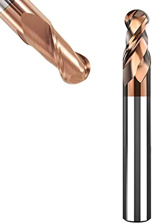 ASNOMY 1 fresa de cabeza esférica VHM, diámetro de 8 mm, revestimiento AlTiN HRC 55, fresa de cabeza de bola de carburo de 2 dientes CNC para metal