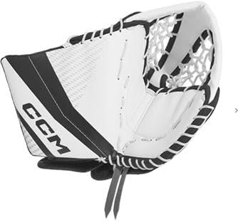 CCM YTFLEX 3 Eishockey Torwarthandschuh Catcher, Youth (Weiß/Weiß/Schwarz/Schwarz, Ganz rechts)