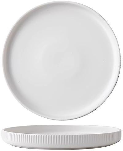 NGDECOR Set di Piatti in Ceramica - Piatto da Dessert Insalata Pizza Pasta Piatti, Piatti Fondi, Piatti da Portata Rotondi in Porcellana per Cucina Ristorante, 8 Pollici, Set di 2