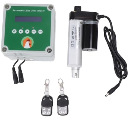 Automatischer Türöffner für Hühnerstall Elektrischer Antriebsmotor Satz Programmierbarer Timer Mit Fernbedienung Einfache Installation 100-240V Für Geflügelställe (EU-Stecker)