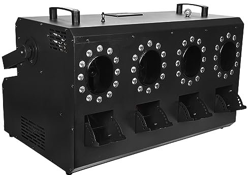 CO2 Fog Smoke Machine, 1500W Commercial Bubbles Machine Four Nozzles Design 48pcs 3-in-1 LED Lights, Powerful Fan High Output, Large Bubble Wheel, Remote Manipulation, For Birthday Wedding Party