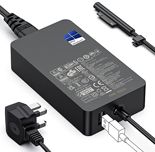 Surface Pro Charger,65W Microsoft Surface Charger for Surface Pro 3/4/5/6/7/7+/8/9, Surface Laptop 1/2/3/4/5/6/7, Surface Go1/Go2/Go3, Surface Book 1/2/3, Surface LaptopGo 1/2/3, Surface Laptop Studio