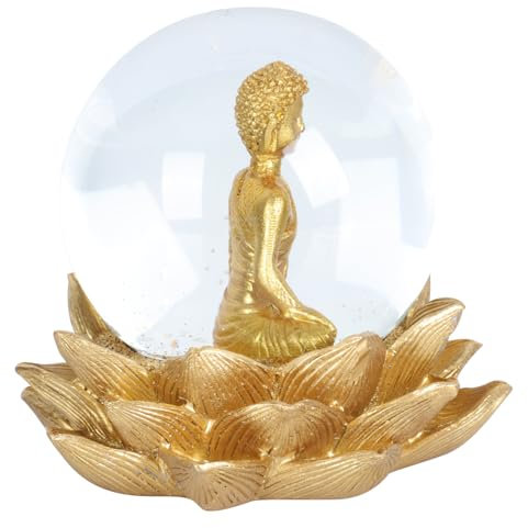 Garneck Crystal Ball Buddha Statue Lotus Base Ornament and Glass Buddha Sculpture for Garden Decor