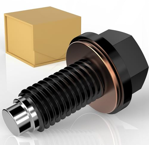 Fonowka M12x1.75 Magnetic Aluminum Oil Drain Plug with 1 Pcs Copper Gasket Crush Washer Sump Drain Nut Bolt Oil Pan Bolt Anti Leakage Seal Replacement for Buick Chevrolet Cadillac GMC Ford Hummer