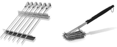 Enders® SCHASCHLIKSPIESS-Set Edelstahl 8802, Grillspieße & Premium GRILLBÜRSTE MIT EDELSTAHLBORSTEN 8814 Kunststoffgriff