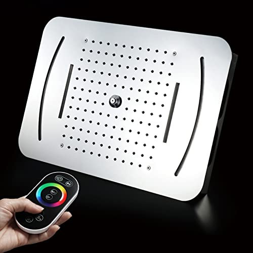 CLLBANT LED-Regenduschkopf, Deckeneinbau-Chrom-Wasserfall-Regenduschkopf, 23 x 15 Zoll, Hochdruck-Duschköpfe, 3 Funktionen (Regen + Wasserfall + Nebel), mit Fernbedienung, Steuerung der Li