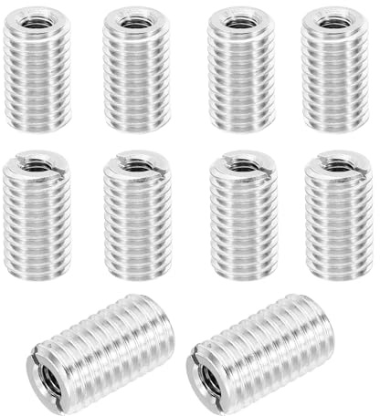PATIKIL 10 Stück Gewinde Adapter Hülse Reduziere Mutter, M12xM6x20mm Männliche zu Weibliche Gewindeadapter Edelstahl Reduziermutter Gewindehülse Einschraubmutter Gewindeeinsatz, Silberton