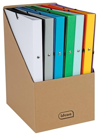 Idena 11097 - Eco Ringbücher aus Karton in DIN A4, 12 farbige Ordner mit 20 mm Rückenbreite und 2-Ring-Mechanik, Gummizug über Eck