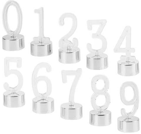 ULDIGI Kerzenlichter 10 Stück-pack aus Kunststoff, Silber, Rauchfrei | Geburtstagskerze Led, 3 Stück Knopfzellen Inklusive, als Tischdeko für Familie und Kinder