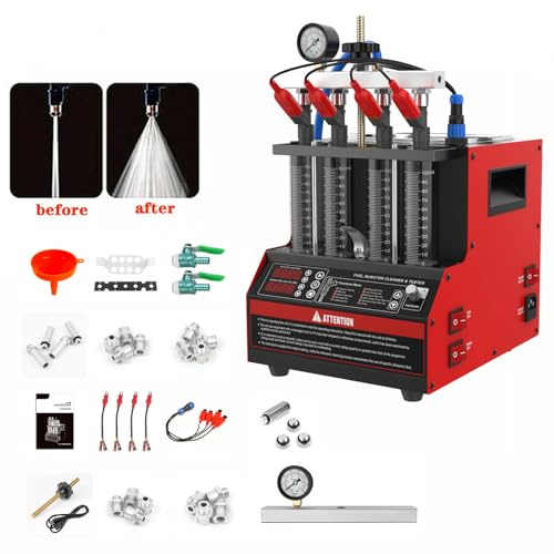 QPKING CT160 Einspritzdüsen-Prüf- und Reinigungsgerät, 4-Zylinder, Benzin | 11 Prüfprogramme, beheizbare Ultraschallreinigung, 0–0,6 MPa, Sprühbild-, Leck- und Einspritzmengenprüfung