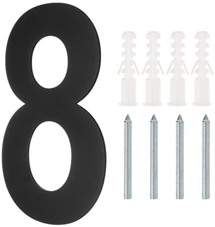 sourcing map 8 Inch Floating House Number, Stainless Steel Metal Modern House Number for Outside Address Sign for House with Nail Kit for Mailbox Yard Home Front Door (Number 8, Matte Black)