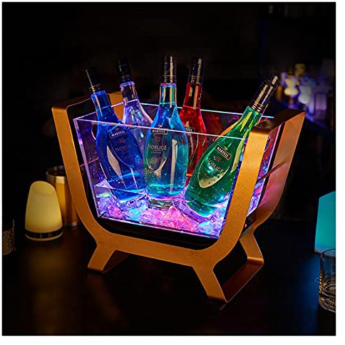 KG7HQRP Bar Ice Bucket for Parties Giant LED Ice Bucket/5-10 Bottled Champagne Ice Bucket Boat/Charging Color Changing Wine Cooler/Bar/Wedding/Party Beer Holder (Color : 5 Bottles White)